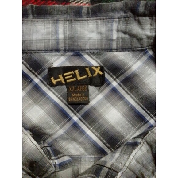 Helix Mens Pearl Button Up Shirt Long Sleeves Gray Western Embroidered Size 2XL - Picture 2 of 4